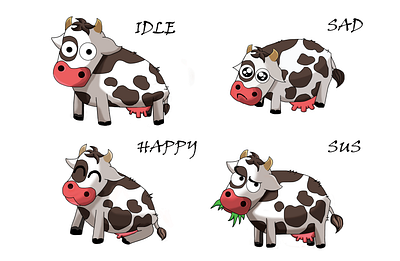 Cartoon cow (different emotions) animals art artwork cartoon cartoons character character design comic book cow design digital art digital drawing drawing emotions funny photoshop