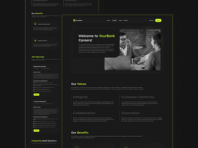 Careers Page for a Modern Bank Website bank banking careers creative design employment finance futuristic hiring innovatice job modern page page design stylish ui web web design website website design