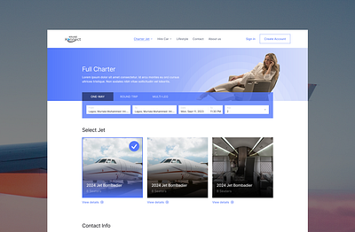 Jet charter web page for a luxury aviation company aviation design flying ui uidesign ux webdesign website
