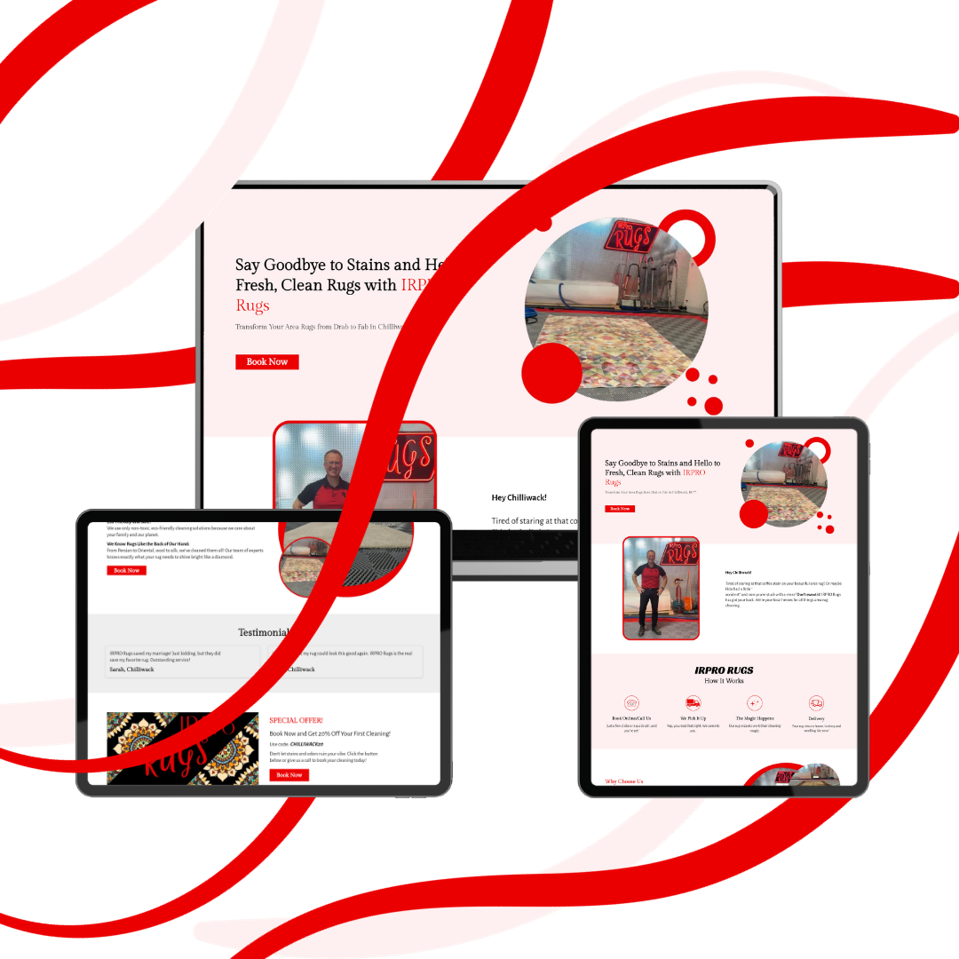 Rug Cleaning Landing Page automations brandboard canva captivatingdesign design gohighlevel highconversion illustration kajabi landing page landing page ui website website design