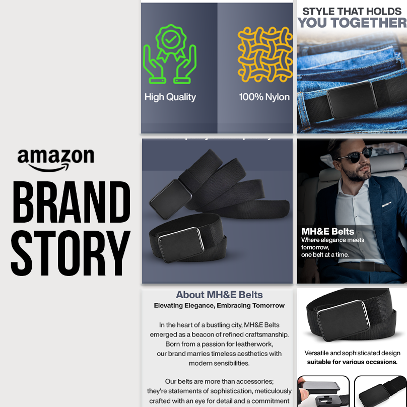 Brand Story-MH&E Belts amazon amazonbrandstory branding brandstory design graphic design graphicdesign photoshop