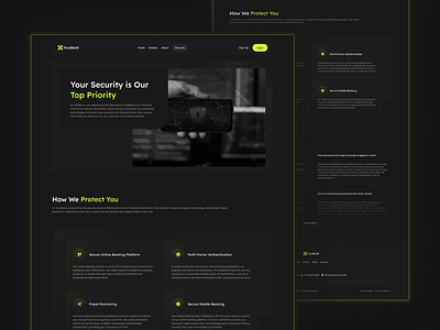 Security Page Design for a Modern Bank Website bank banking black creative dark design finance info page information page modern page page design security security page ui ui design web web page website website page