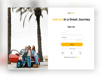 Carpooling Website Sign Up Page - DAY 001 - #DailyUI car carpooling dailyui design page prototype signup trip ui web website