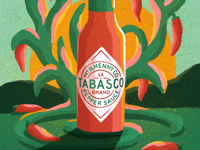 Hot Stuff bold branding digital editorial foodanddrink graphical hot sauce illustrated illustration illustrator packaging procreate tabasco texture