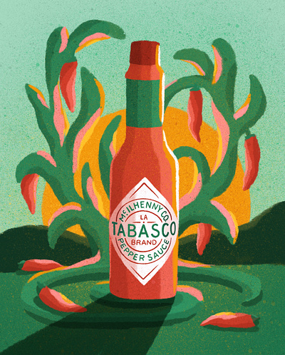 Hot Stuff bold branding digital editorial foodanddrink graphical hot sauce illustrated illustration illustrator packaging procreate tabasco texture