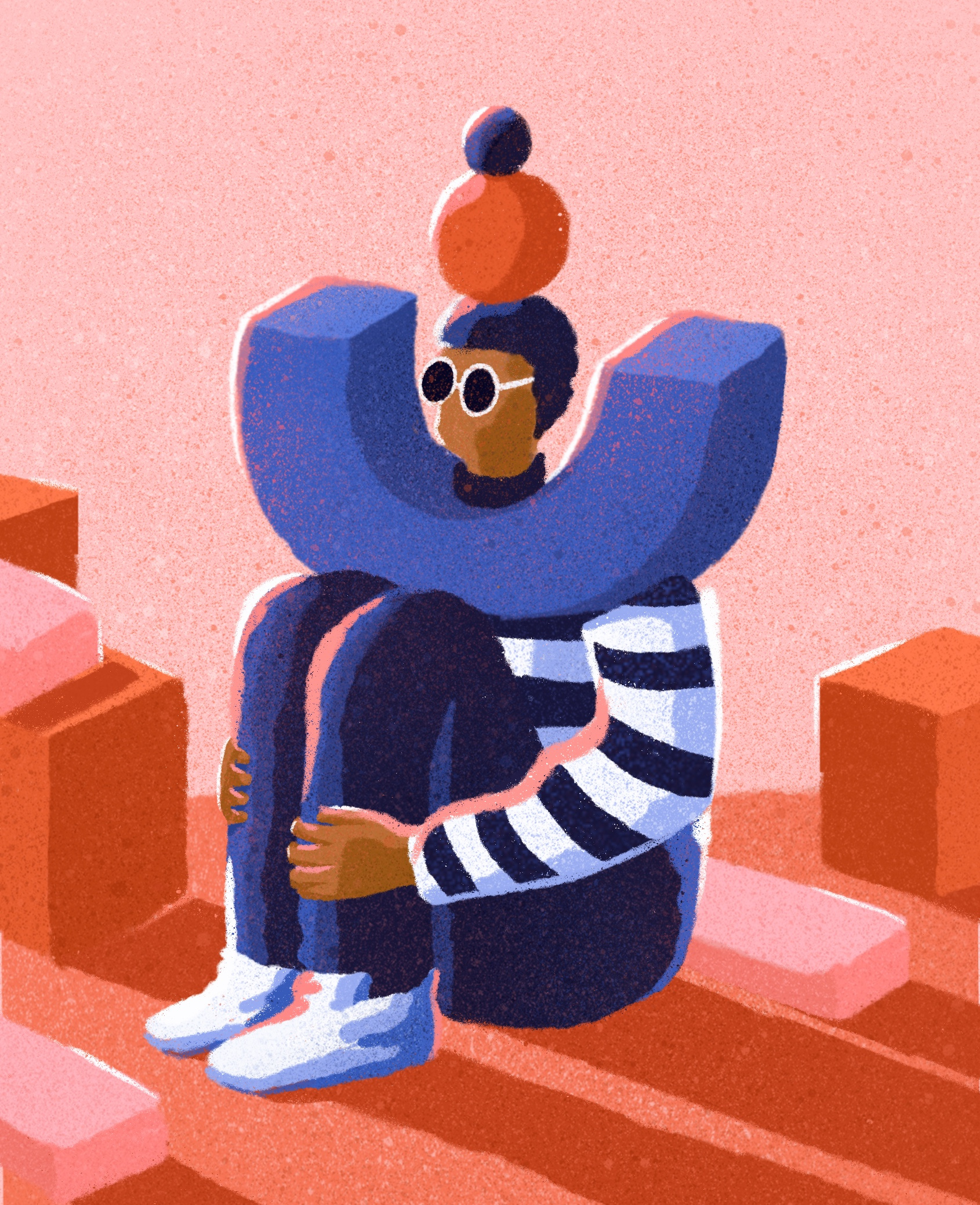 Not Today bold digital editorial fun graphical illustrated illustration illustrator person procreate quirky retro shapes texture