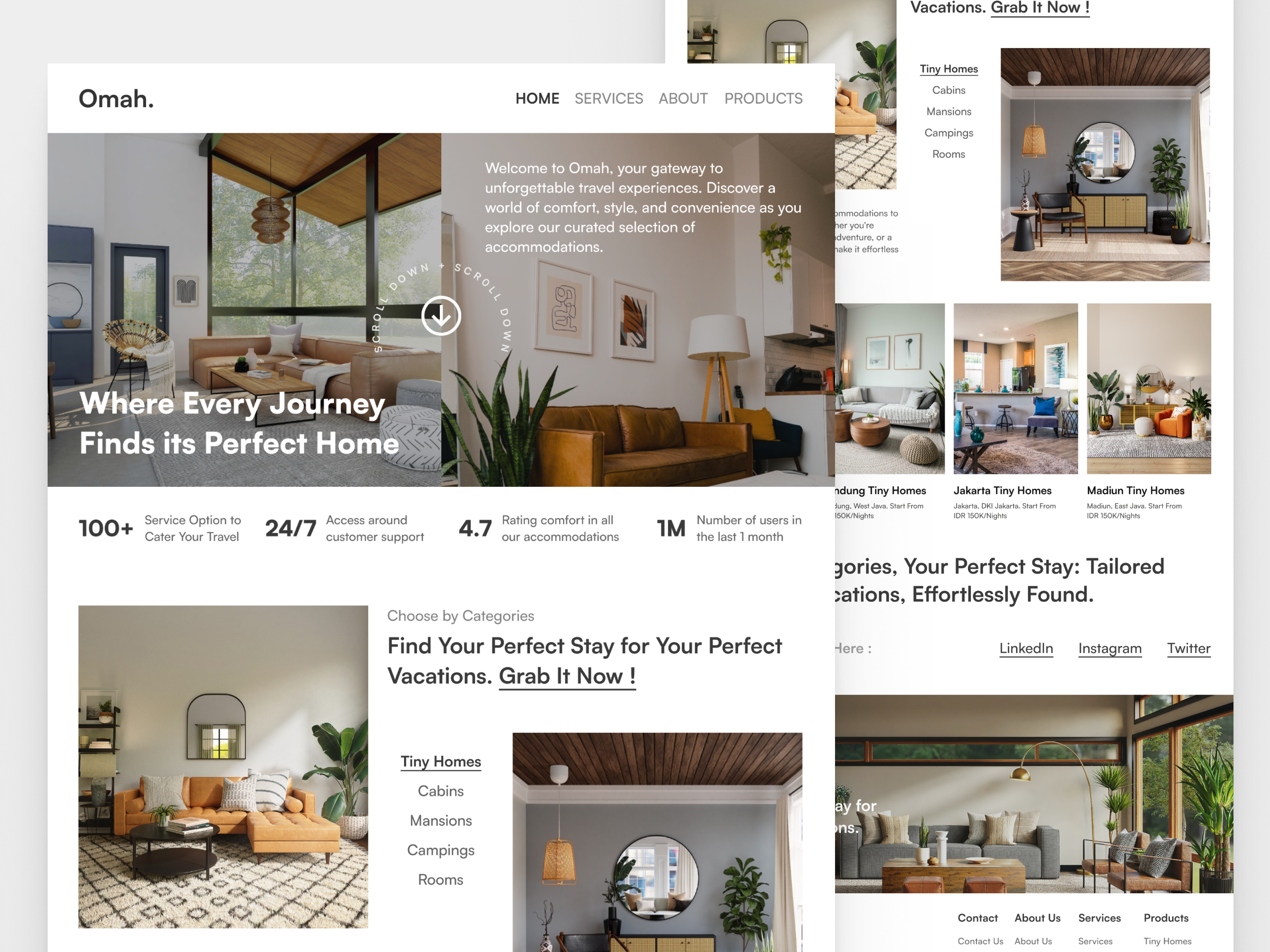 Omah - Staycation Landing Page airbnb branding clean design desktop holiday homepage landing page staycation travel travelling trip ui ui design ui landing page uiux ux web design website website design