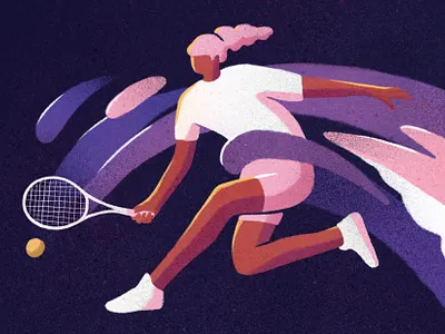 Tennis bold digital editorial graphical illustrated illustration illustrator procreate retro sport sportillustration sports tennis tennisplayer texture womeninsport