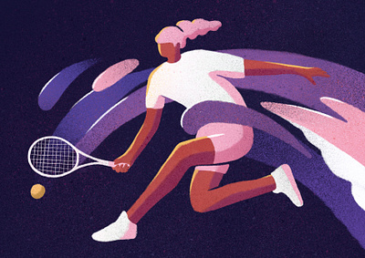 Tennis bold digital editorial graphical illustrated illustration illustrator procreate retro sport sportillustration sports tennis tennisplayer texture womeninsport