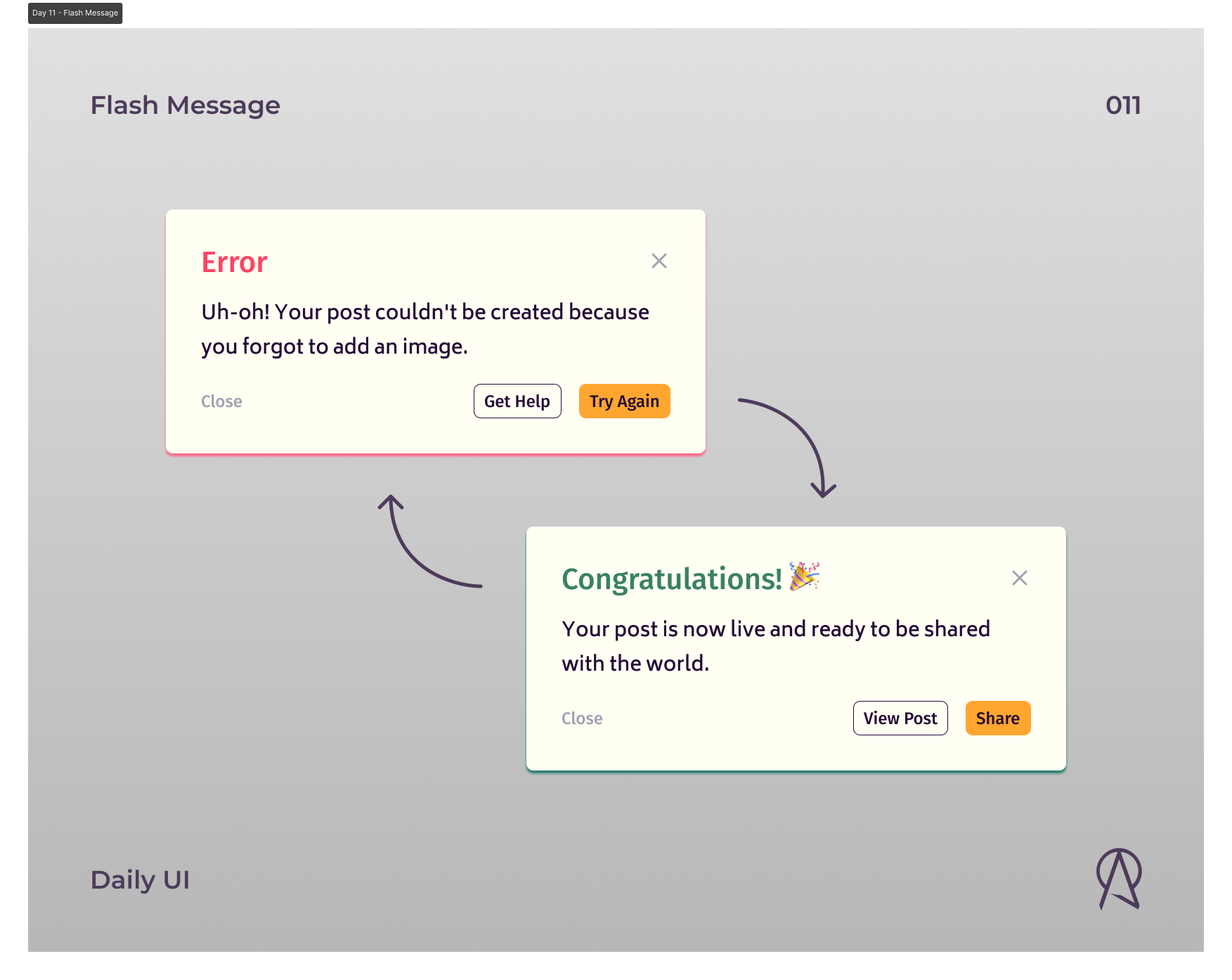 Daily UI - Flash Message app branding design graphic design interface design message minimal notification typogaphy ui ui design user experience design user interface design ux uxd uxdesign