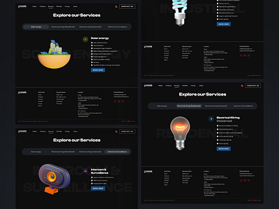 HIANS - Renewable Energy Services Page dark theme design footer footer design renewable energy services solar solar energy ui uiux web design website website design website footer