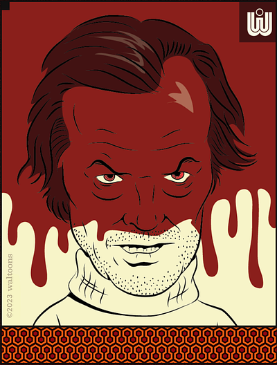 Jack Nicholson as Jack Torrance in The Shining caricature horror movies illustration jack nicholson jack torrance the shining