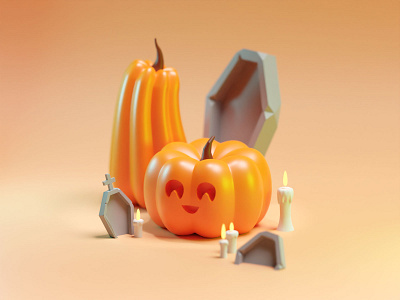 Halloween Is Hear 3d 3d art 3d character 3d design 3d halloween blender blender 3d digital art graphic design illustration minimal orange render