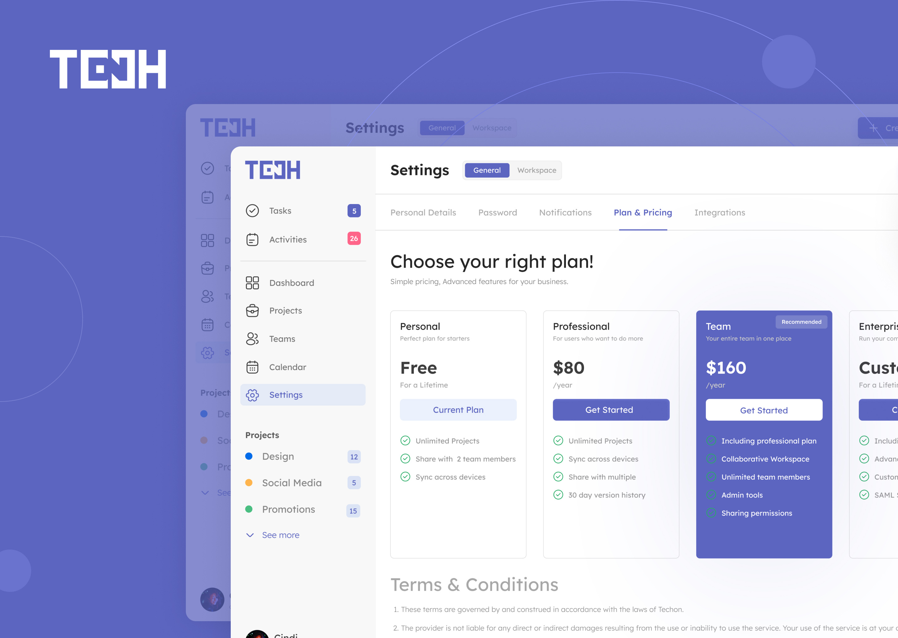 Project Management Plan Subscription Interface branding dashboard design graphic design interaction design landing page logo motion graphics plan page pricing page design project management app project management dashboard subscription page ui ui design ui ux user experience user interface ux webdesign webpage