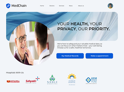 Medchain- Record management system blockchain branding logo motion g ui