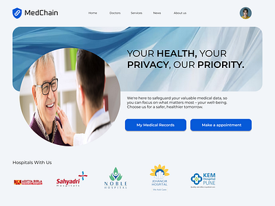 Medchain- Record management system blockchain branding logo motion g ui