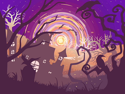 Spooky landscape art artist artwork background cartoon colorful creative design digital event halloween holiday illustration illustrator landscape minimal spooky vector vector art