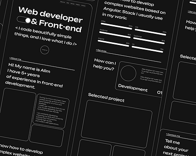 Wireframe of landing page black branding frontend landing landing page minimalism portfolio prototype uxui web web design web developer wireframe