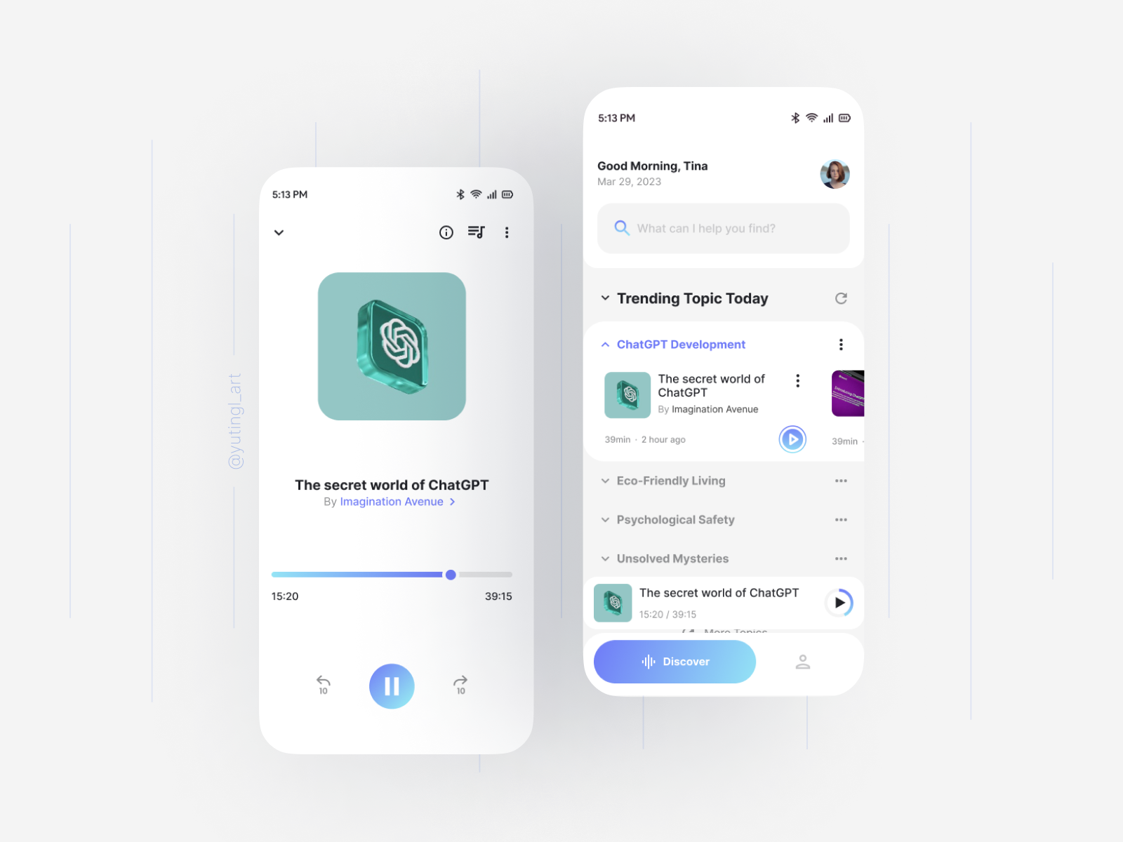 AI Podcast App Design ai app app design branding design digital graphic design home page illustration landing page mobile mobile app design player typography ui ui design uiux user interface ux web design