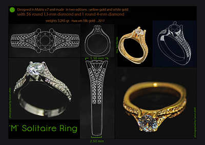 'M' Solitaire Ring 3d