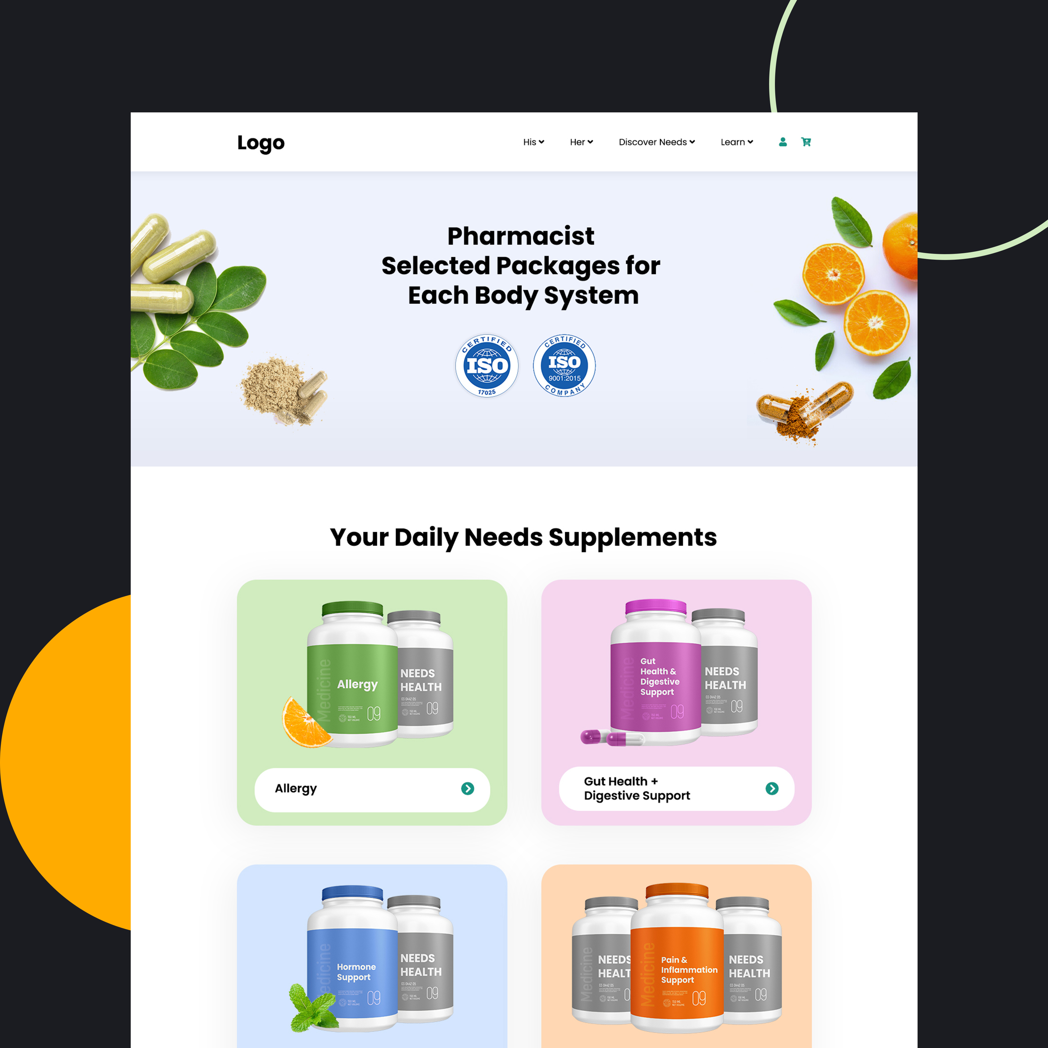 Landing Page Design for Supplement design landing page design ui unique design ux web design web page design wordpress