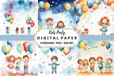 Kids Party Watercolor Background tumbler wrap