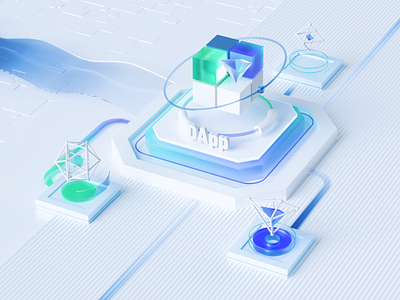 Dapp 3d blockchain branding c4d cinema 4d crypto dapp design illustration