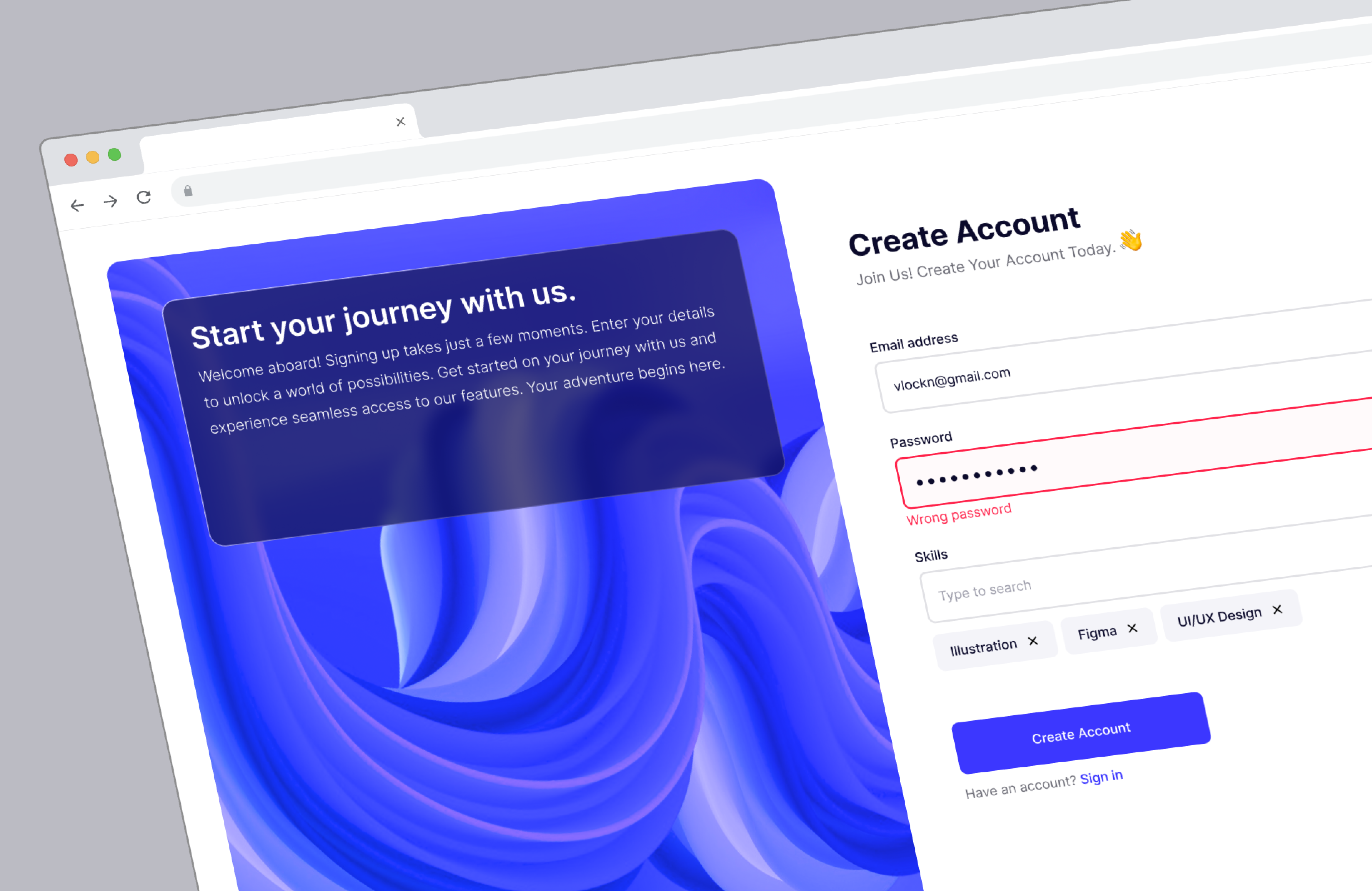Create Account - DailyUI Challenge app branding dailyui design designsystem graphic design productdesign ui uiux userexperience userinterface vector visuals webdesign website
