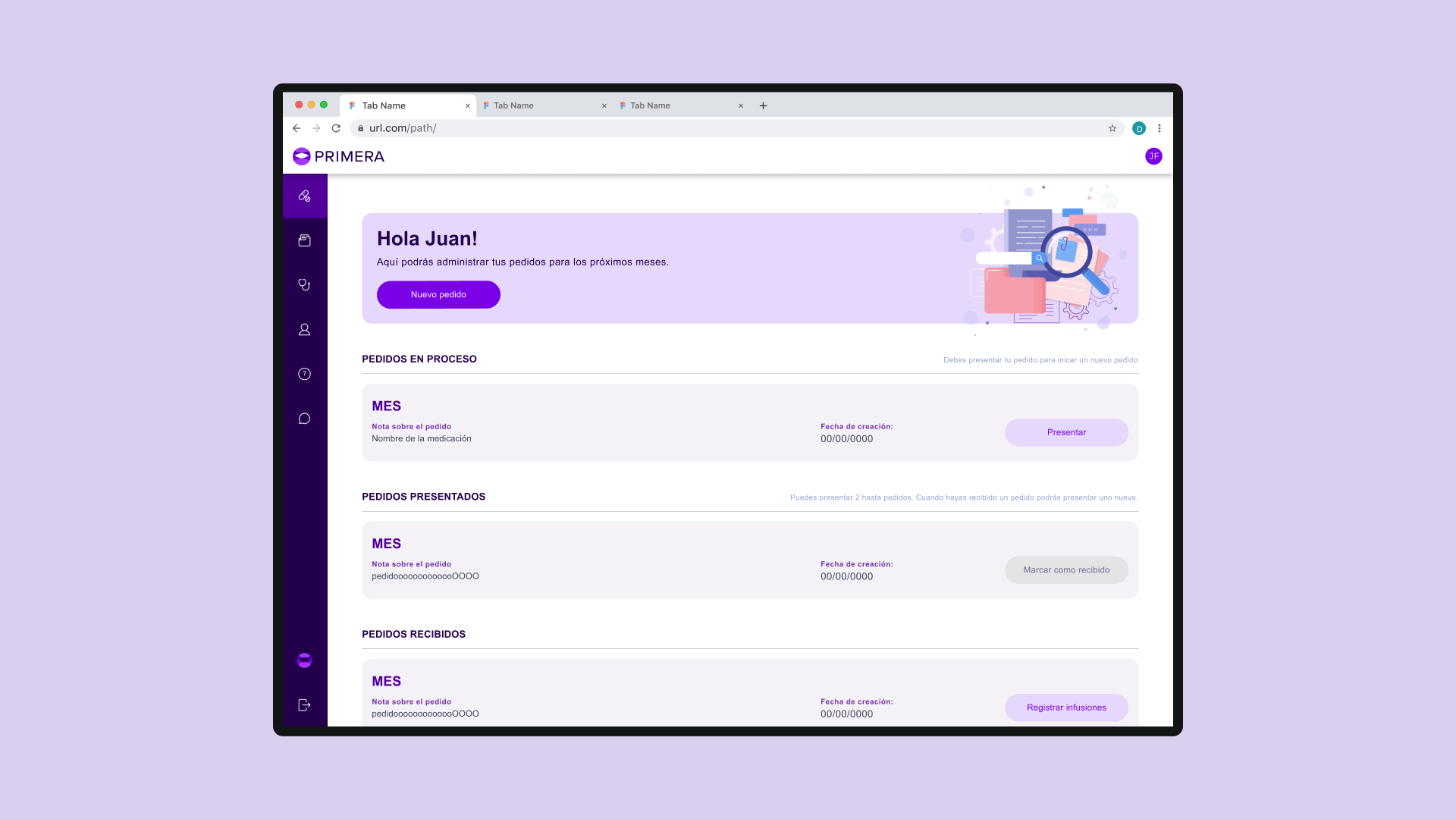 Primera . Sanofi clean component dashboard data details dmo dmo design company health healthcare interface landing layout list medical tracker minimalist patient ui ux web welness