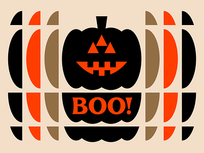 BOO! autumn bauhaus boo fall geometric halloween icon illustration jack o lantern jack olantern logo nature october pumpkin pumpkin patch retro scary symbol typography