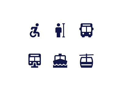 Transport icons boat bus cable car design icon icons illustration minimal minimalism minimalist train transport vector