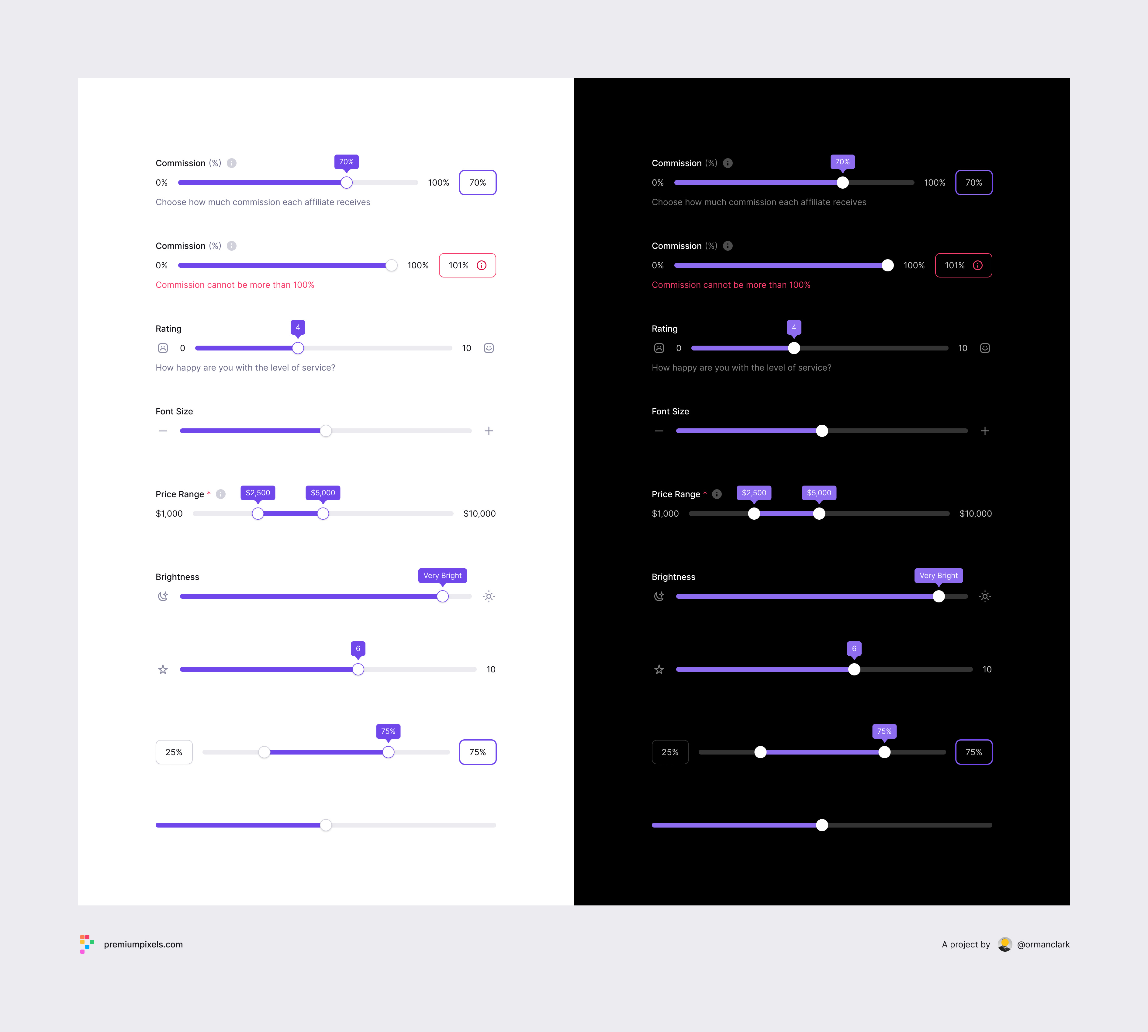 Sliders ✨ clean clean ui dark dark mode design system figma minimal progress range slider sliders tooltip ui ui kit ux