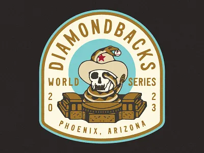 Diamondbacks 2023 World Series Badge 2023 arizona badge badge design baseball baseball logo diamondbacks phoenix rangers snake snakes alive sports stadium vintage western world series