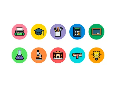 School icons books calculator chemistry design icon icons illustration microscope minimal minimalism minimalist school university vector