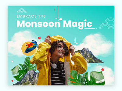 Monsoon Magic - Banner design banner branding explore graphic design monsoon rainy travel tropical ui vacation website