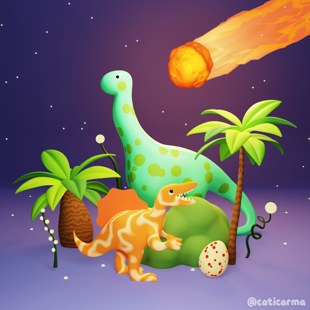 Dino Surprise 3d 3d art 3d artist 3d character 3d comet 3d design 3d dino 3d gif 3d illustration 3d illustrator 3d modelling berlin 3d blender blender 3d character design colorful cute funny illustration kawaii