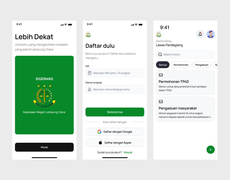 Sigermas - North Lampung goverment app app branding design illustration logo mobile typography ui ux