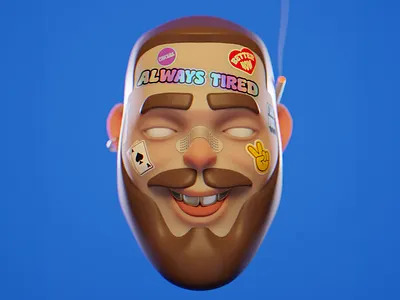 Post yours stickers on Post Malone 3d animation motion graphics ui