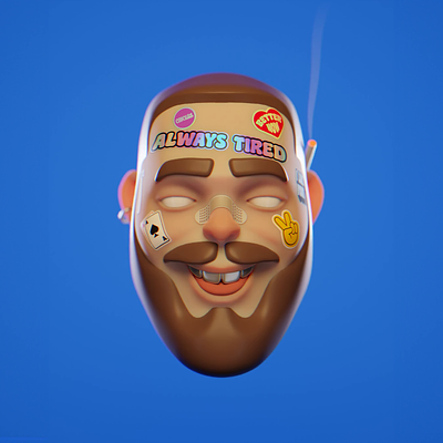 Post yours stickers on Post Malone 3d animation motion graphics ui