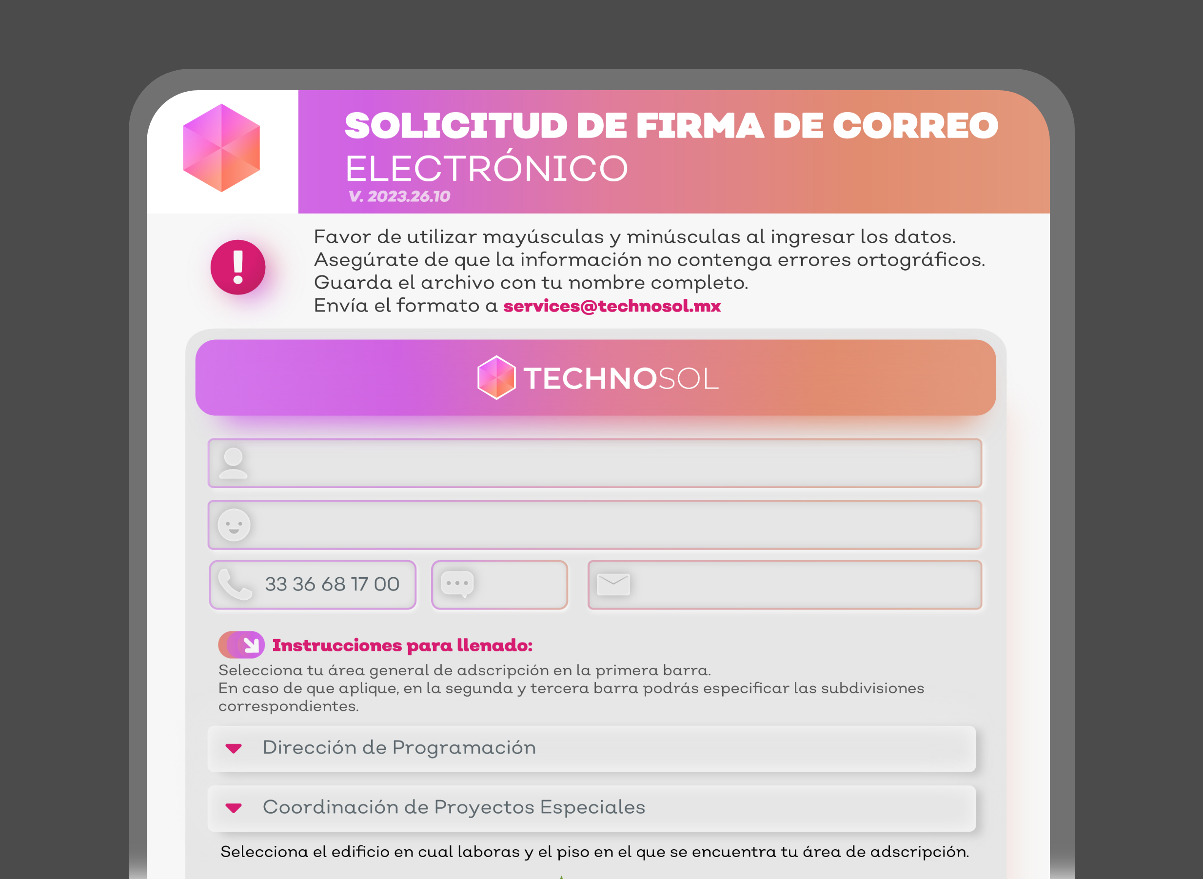Formato para solicitud de firmas design format sign