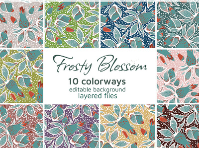 Frosty Blossom Repeated Pattern botanical branding decorative art exotic plants floral flower graphic graphic design illustration illustration art orange packaging pattern pink seamlless pattern surface design surface pattern design