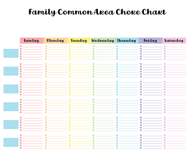 Fillable PDF Chore Chart design graphic design