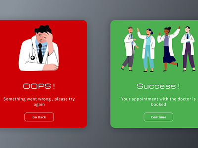 Flash Message - Doctor apponitment appointment art dailyui decline design doctor doctor appointment flash flash message green illustration message oops red success ui uidesign ux uxdesign