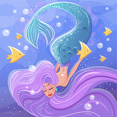 Mermaid 🧜‍♀️ design digital illustration illustration mermaid stickers ui vector