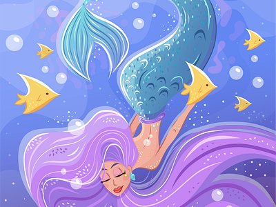 Mermaid 🧜‍♀️ design digital illustration illustration mermaid stickers ui vector