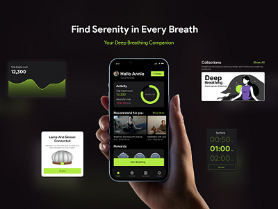 Deep Breathing App app concept breathing experience design healthcare wellness app