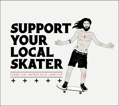 Your Local Skater apparel funny humor illustration jesus skate tee tshirt design vector
