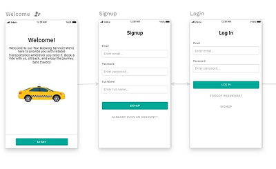 Taxi app app design