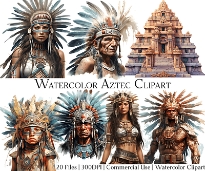 Watercolor Aztec Clipart