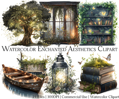 Watercolor Enchanted Aesthetics Clipart